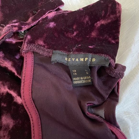 Purple mesh and crushed velvet bodysuit - Picture 6 of 8